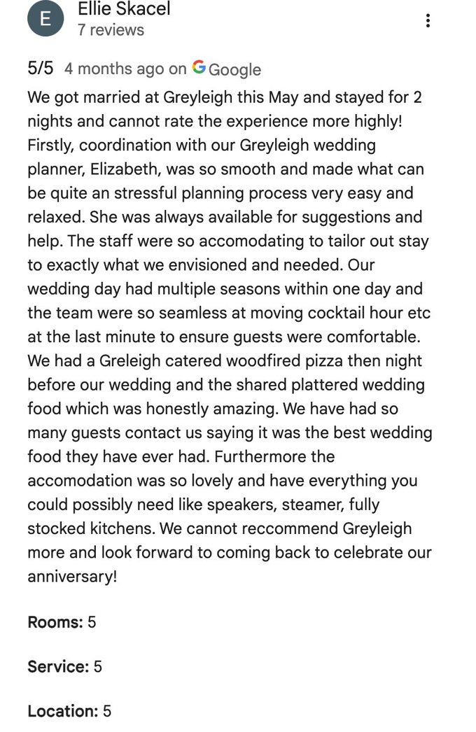 Five-star Google review from Ellie Skacel